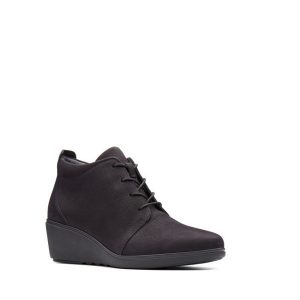 Clarks black wedge outlet ankle boots