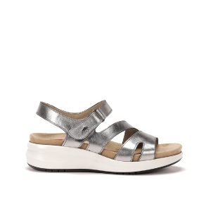 Yagon - Women's Sandals in Gray Metal from Fluchos