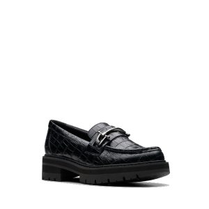 Orianna Bit - Women's Loafers in Black Crocodile (Varnished Black) from Clarks